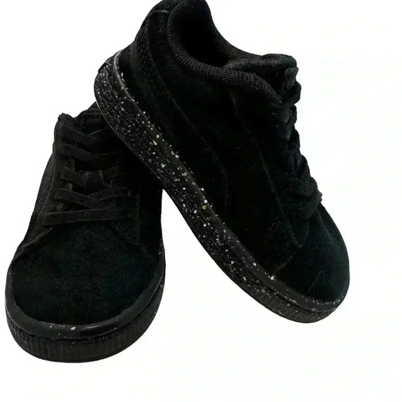 Puma black suede baby sneakers. Size 6C excellent condition - Picture 1 of 8